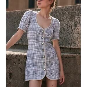 FREE PEOPLE NWT Juni B Black White Plaid Button Mini Dress Size Small